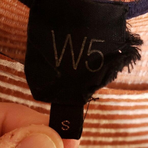 W5 Womens Orange White Striped Short Sleeve Knit Cropped Babydoll  Top Small - Picture 4 of 5